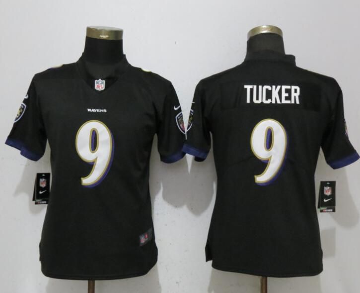 Women Baltimore Ravens 9 Tucker Black Vapor Untouchable Player Nike Limited NFL Jerseys